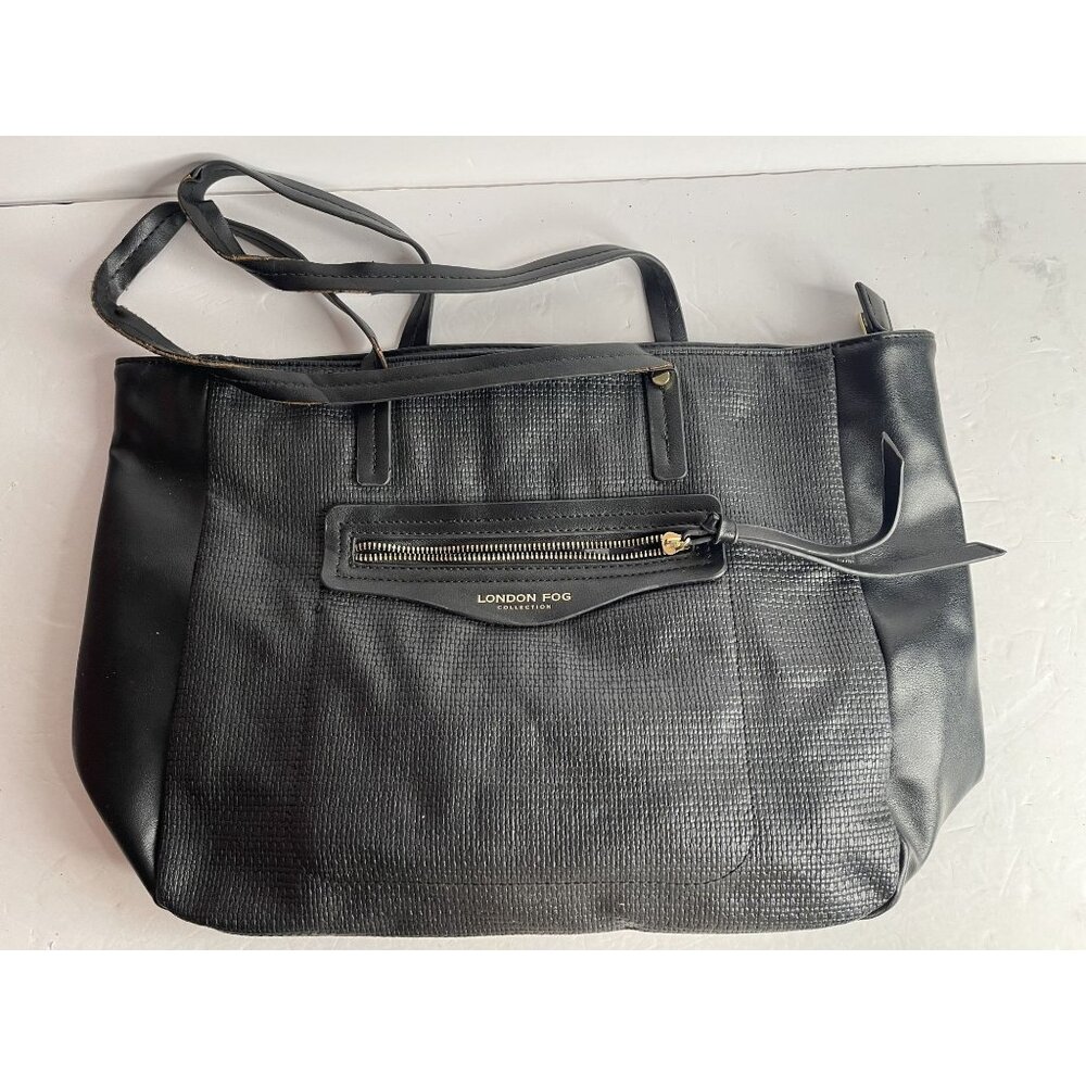 London Fog Black Shoulder Bag,‎ Black Leather Bag